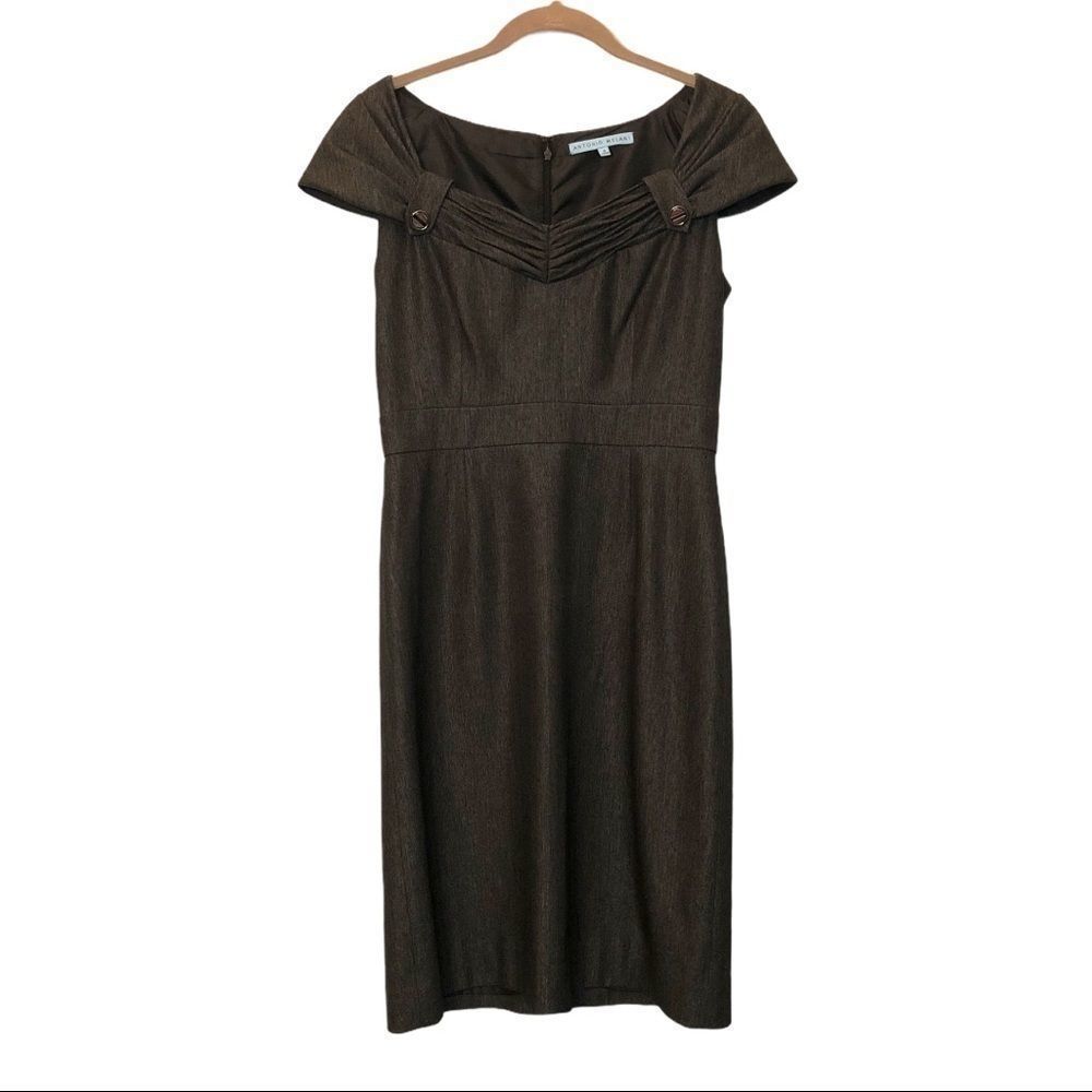 Antonio Melani Dark Gray Dress, Cap Sleeves Size 4